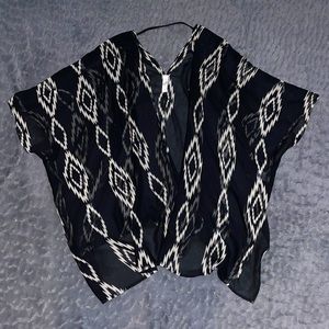 LOVE TREE Black & Cream Duster/Shawl M/L